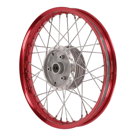Spoked wheel 1.60x16 inch for Simson S51 KR51 SR4 - red anodized + chrome spokes