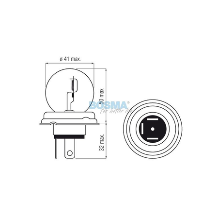 10x bulb R2 P45t 12V 45 / 40W Bilux E-mark suitable for Simson MZ