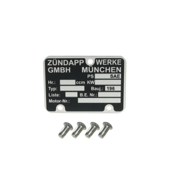 Typenschild + Kerbnagel für Zündapp KS50 KS75 KS100 R50 RS50 Combinette Bj 60-69