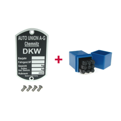 ID Plate + Stamped Numbers + Pin for DKW Auto Union Chemnitz