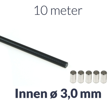 10m 3.0mm Bowden Cable Housing +5 End Caps for Moped/Bike Brake/Clutch