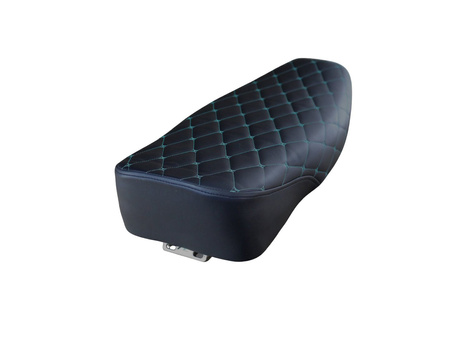 Seat for Simson S51 S50 S70 Enduro – black, quilted with green stitching