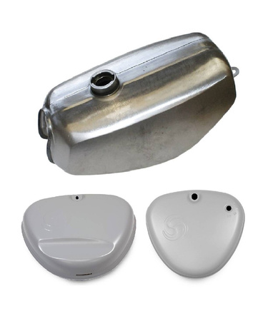 Set tank raw condition + 2x side cover swivel for Simson S50 S51 S70 Enduro