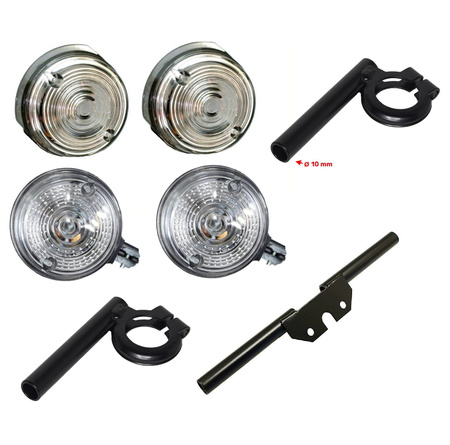 Turn Signal Set E-marked Front & Rear (white) for Simson S50/S51 MZ - black