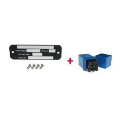 Tabliczka znamionowa + numery zderzeniowe + karbowany gwóźdź do Piaggio Vespa V50 PV ET3 PK PX Sprint