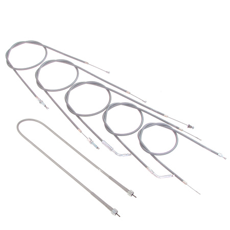 Bowden Cable Kit + Speedo Cable for NSU Quickly N/S (6pc, gray)