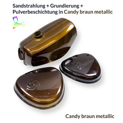Zestaw zbiorników serwisowych do malowania proszkowego Simson S50 S51 S53 S70 - Candy brown metallic
