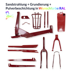 Powder Coating Service - Simson SL1 Frame Parts in RAL Color