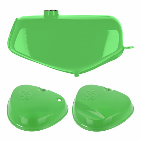 SET Kraftstoffbehälter+eckige Seitendeckel-saftgrün-für Simson Enduro S51E S70E