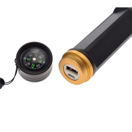 Tactical flashlight with solar charging function for motorcycle travelers and DIY enthusiasts