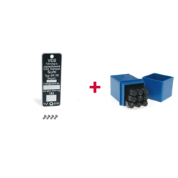 Typenschild + Schlagzahlen Set 4mm für Simson SR2 E am Steuerkopf - eckig