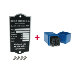 Tabliczka znamionowa + numery stempli + 4x gwóźdź karbowany dla Horex