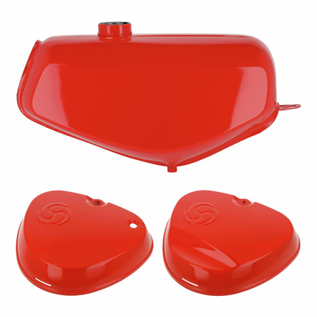 SET Kraftstoffbehälter + eckige Seitendeckel - flammenrot - Enduro S51E S70E