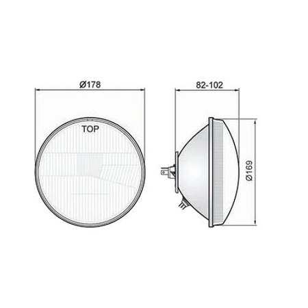 Scheinwerfer H4 (flaches Glas) + Dichtkappe für MZ ETZ, TS - Markenware