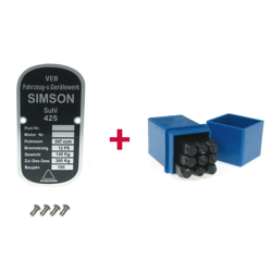 Typenschild + Schlagzahlen Set 4mm für Simson 425 AWO Touren