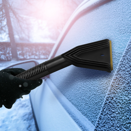 Motorcycle Ice Scraper - Brass Blade, Plastic Grip, Non-Scratch Windshield