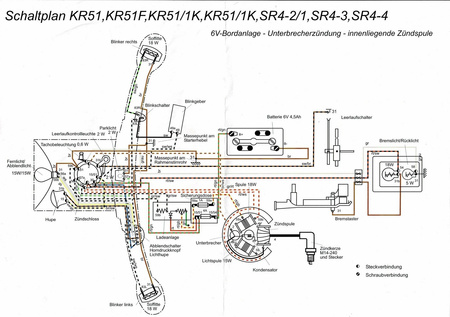 Kabelbaum für Simson KR51/1 KR51/2 SR4-2/3/4 mit Schaltplan