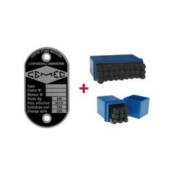 Tabliczka znamionowa + dziurkowane cyfry + litery 4 mm dla CEMEC Centre Etude Moteurs