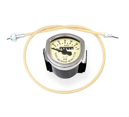 Wappentacho Tachometer Tacho mit Tachowelle (50 km/h) für Simson SR2 - beige