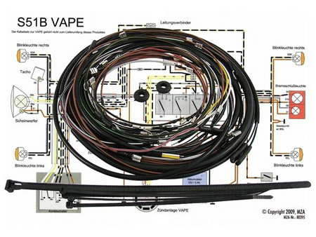 Kabelbaumset für 12V-VAPE-Zündung inkl. Schaltplan E-Zündung für Simson S51B