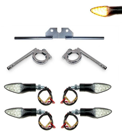 Chrome LED Turn Signal Set & Mount (Kidney) 12V for Simson S50/S51/S70