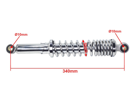 Paar Federbeine Stoßdämpfer für MZ TS ETZ - 340mm, verstellbar, chrom