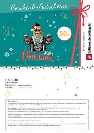 €50 Zeitmaschinen-Shop Gift Card — Printable Motorcycle Gear