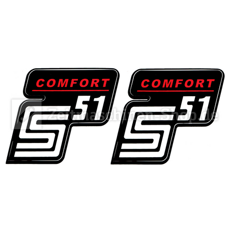 2x sticker for Simson S51 Comfort red-white | 1.Quality UV-resistant new