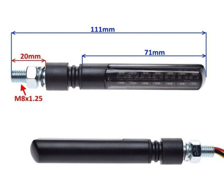 2x M8x1.25 14-LED Indicators w/ Brake & Tail Light - Scooter/ATV/Motorcycle