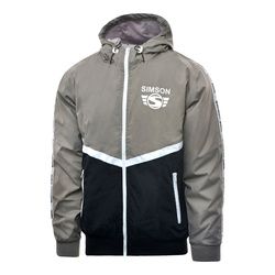 Windjacke "SIMSON Suhl" - Grau und Schwarz mit Weißem Akzent, Größe: L