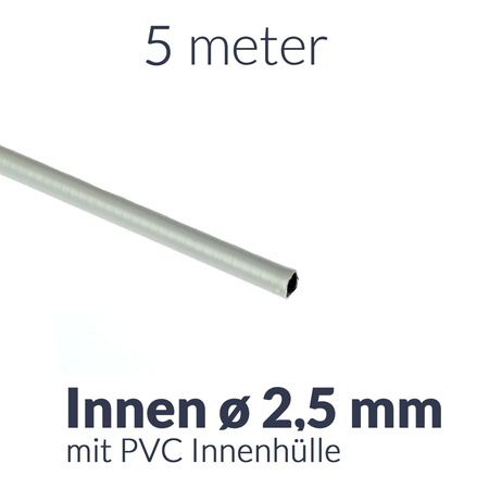 5m Grey Bowden Cable Housing with PVC Liner Ø2.5mm – Moped/Motorcycle