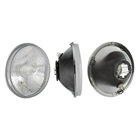 Headlight (flat glass) + socket + sealing cap + bulbs for MZ ETZ, TS