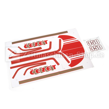 Set of stickers for Cezet 350 red-gold adhesive film set | UV-resistant (12 pieces)