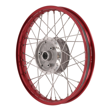 Spoked Wheel 1.5 x 16" Red Anodized for Simson S51, S50, Schwalbe KR51