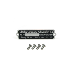 Type plate with 4 x grooved nails for Fichtel & Sachs 123 124 ccm