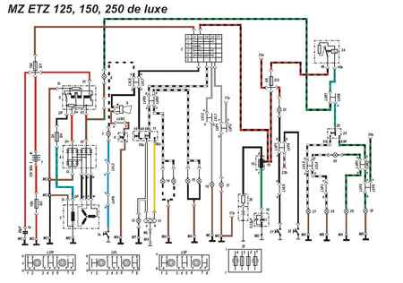 Cable harness for MZ ETZ 125, ETZ 150, ETZ 250, ETZ 251 Deluxe (with circuit diagram)