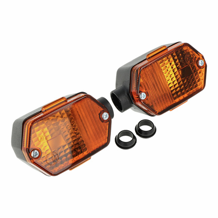 2x Blinker eckig schwarz mit Orangen Glas für Simson S53 S83 SR50 SR80 MZ ETZ