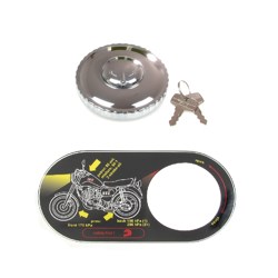 Sticker + Locking Fuel Cap Ø60, High-Gloss Chrome for MZ ETZ