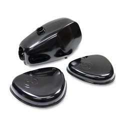 Buffalo Fuel Tank + Side Cover Set w/ Swirl Logo for Simson S50/S51 - Black
