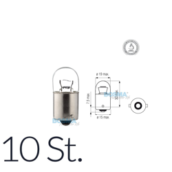 10x żarówka 12V R5W BA15s 5W światło postojowe E-mark w pudełku