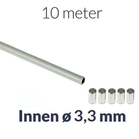 10m x Bowdenzughülle (grau) innen ø3,3mm + 5x Endkappe für Moped, Motorrad