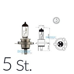 5x incandescent halogen lamp H4 12V 60 / 55W P43T E-approval mark suitable for MZ ETZ