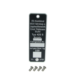 Type plate with 4x notched nails for Simson 425 AWO Sport - angular