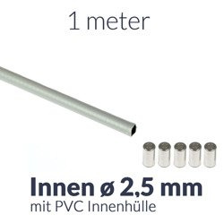 1m x Bowdenzughülle (grau) mit PVC Innen ø2,5 + 5x Endkappe für Moped, Motorrad