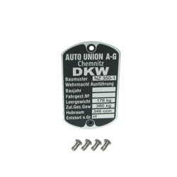Tabliczka znamionowa z 4 gwoździami karbowanymi do DKW NZ 350-1 350/1 Chemnitz