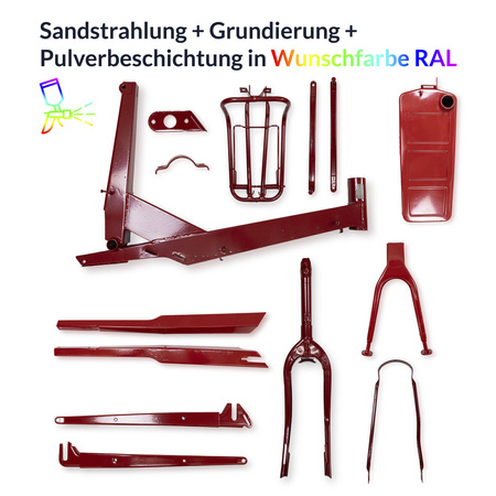 Powder Coating Service - Simson SL1 Frame Parts in RAL Color