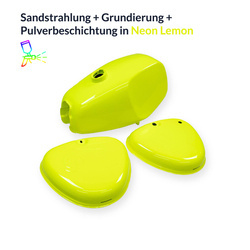 Pulverbeschichten Service Tank Set Simson S50 in Neon Lemon