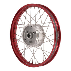 Tuning Spoke Wheel for Simson Schwalbe S50, S51 - Red Aluminum Rim, Stainless Steel