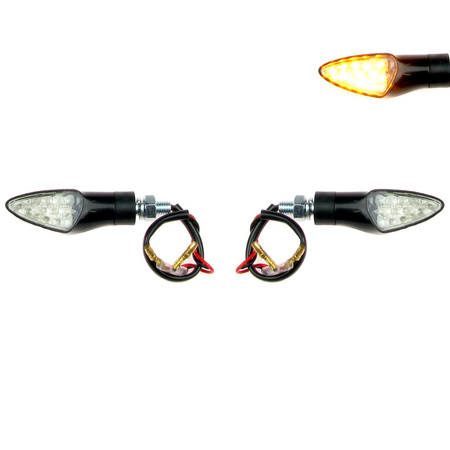 2x blinker LED M8x1.25 12LED front / rear for ATV scooter - black (E-approved)