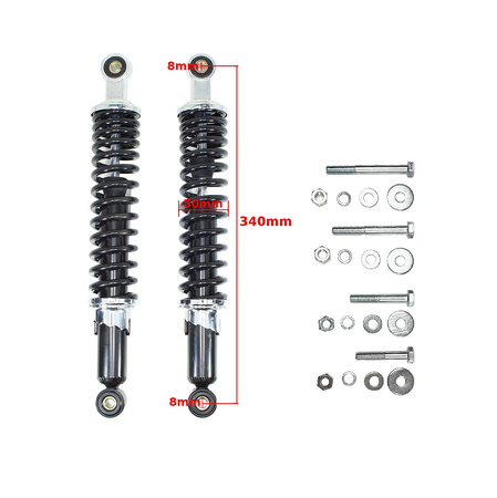 Rear shock absorber set + bolts 340mm for Simson S50 S51 Enduro S83 SR50